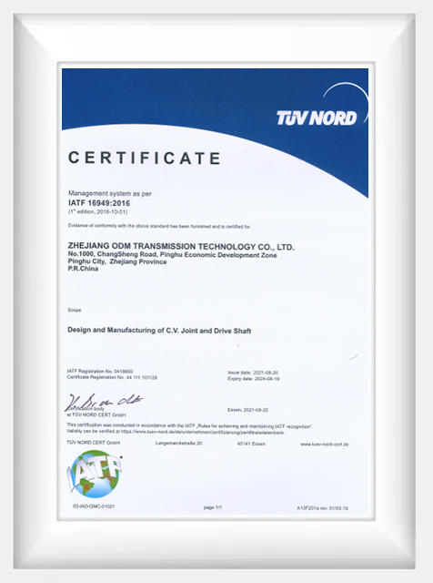 certificat TUV NORD